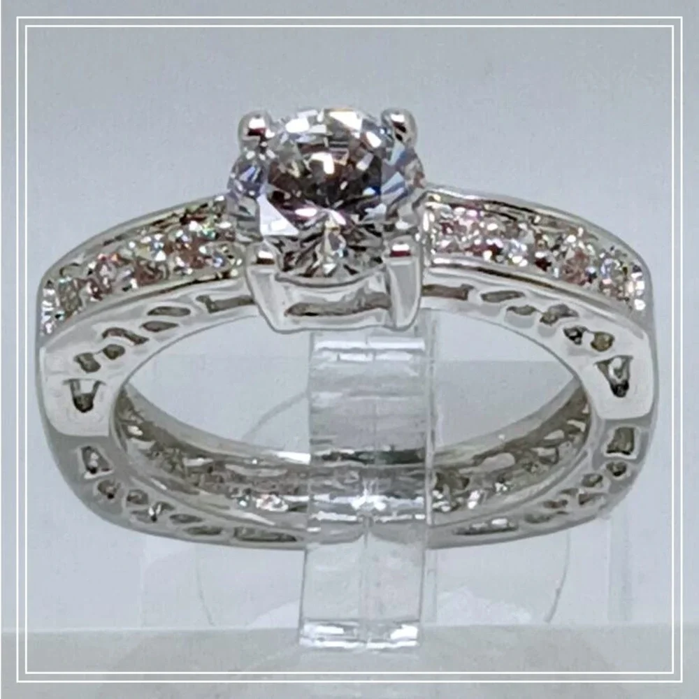 2 CT Unique Vintage Gold Plated Round Brilliant Sim Diamond CZ Engagement Ring 8 - Picture 2 of 10